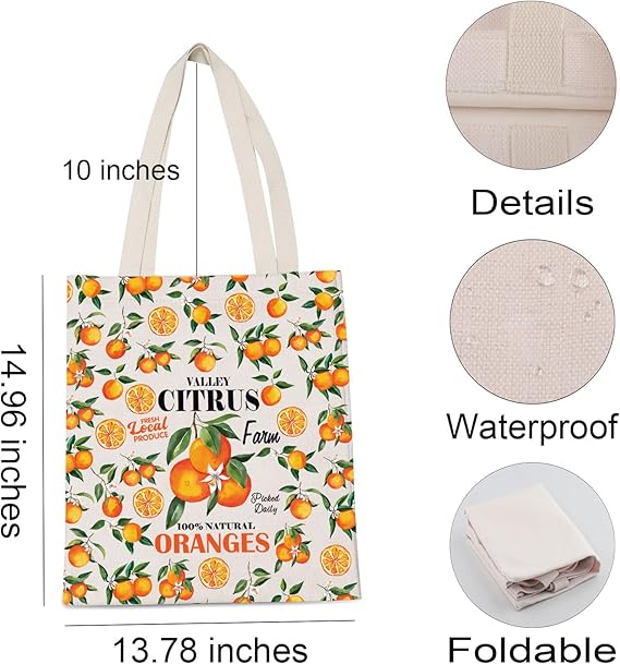 Orange Tote Bag Autumn Lover Gift Valley Citrus Farm Oranges Shopping Bag Fruit Lover Gift