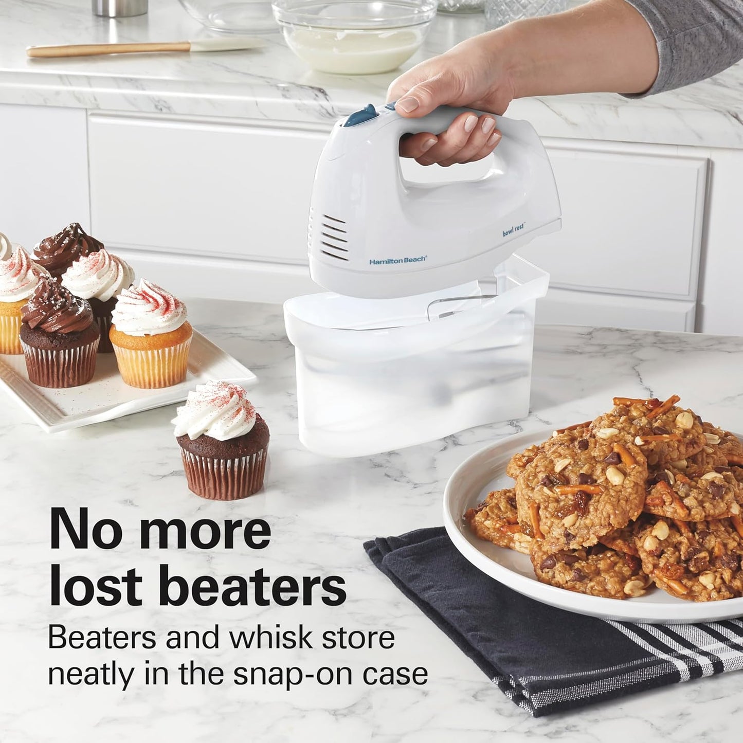 Hamilton Beach 6-Speed Hand Mixer, 250W, White