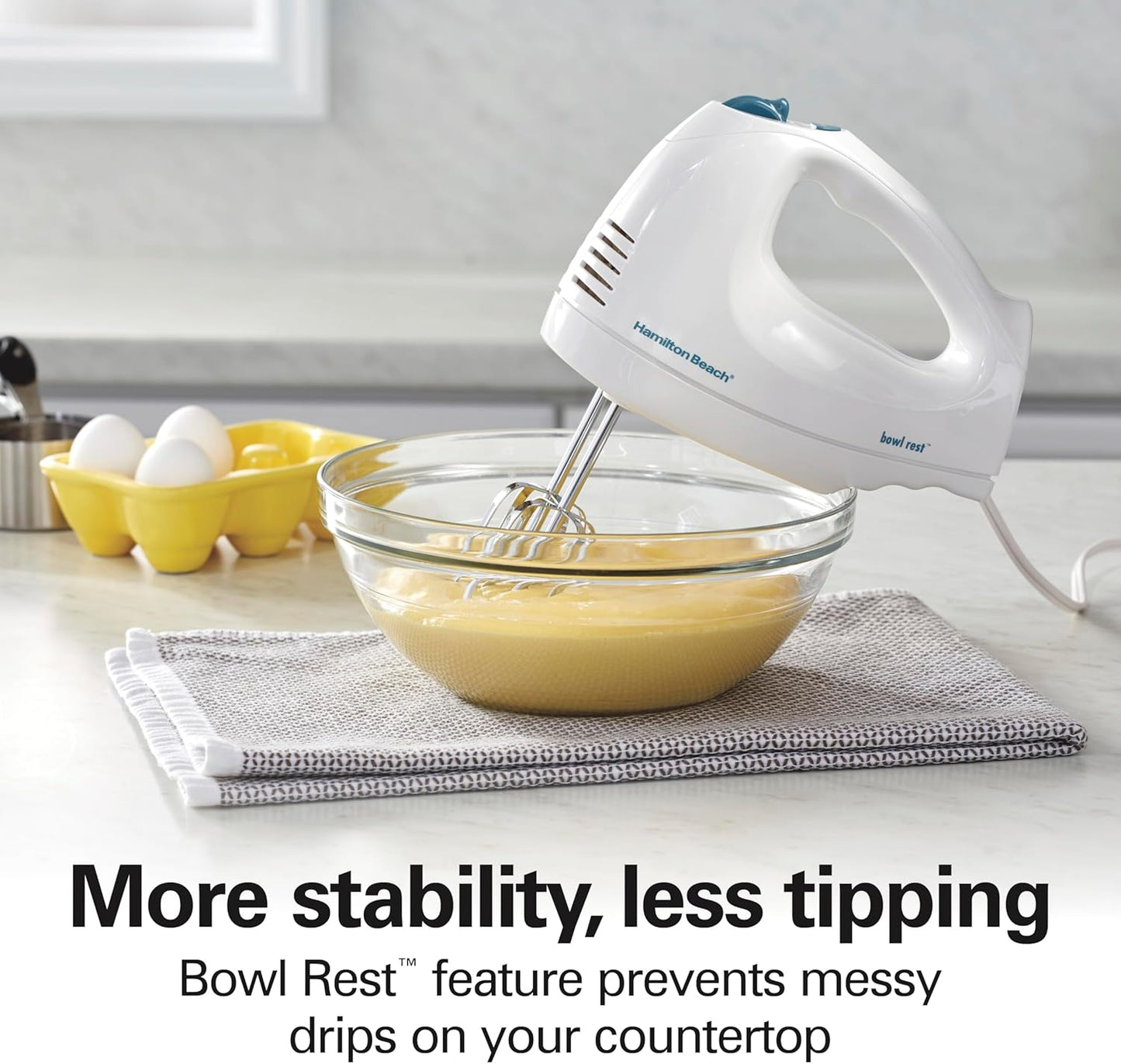 Hamilton Beach 6-Speed Hand Mixer, 250W, White