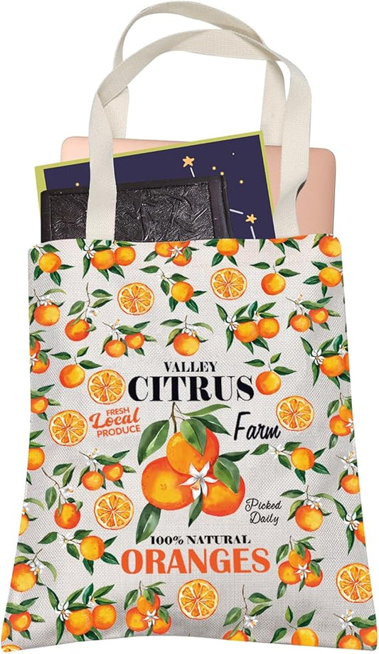 Orange Tote Bag Autumn Lover Gift Valley Citrus Farm Oranges Shopping Bag Fruit Lover Gift