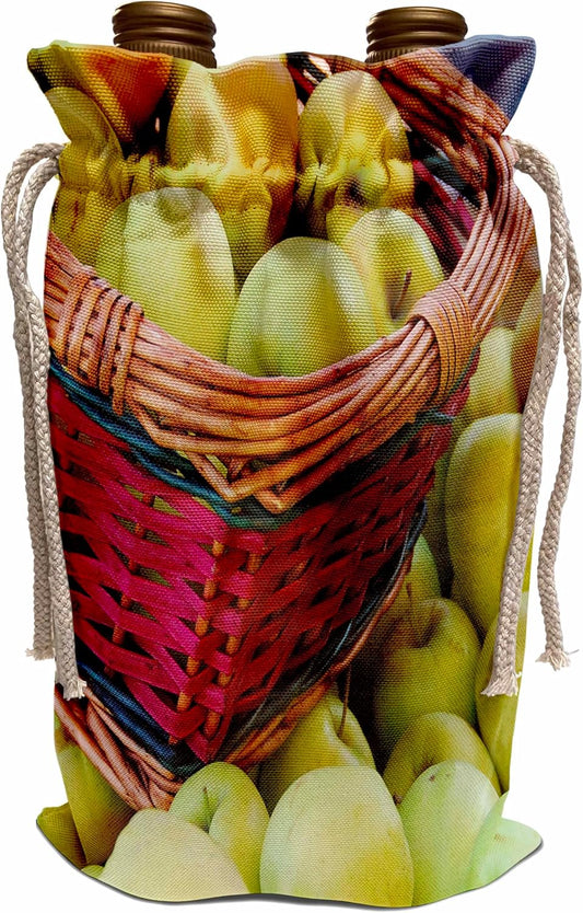 3dRose Wine Bag - USA, Oregon, Hood River Valley. Basket of green apples. Jaynes Gallery - Fruit